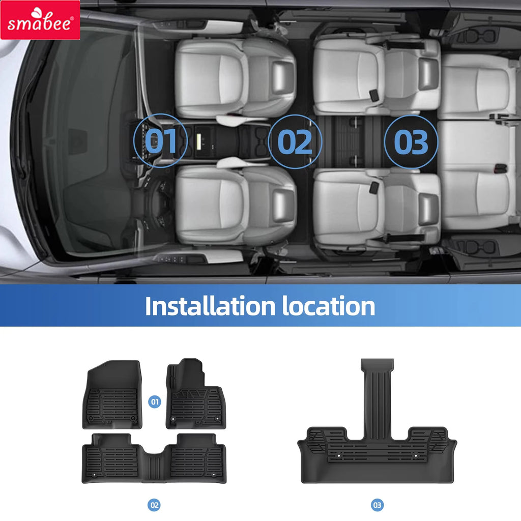 Smabee Right Drive for Hyundai Palisade Hybrid 7Seats 2026 (Not Fit Fuel Version) TPE Car All-weeather Floor Mats Trunk Pad Vue