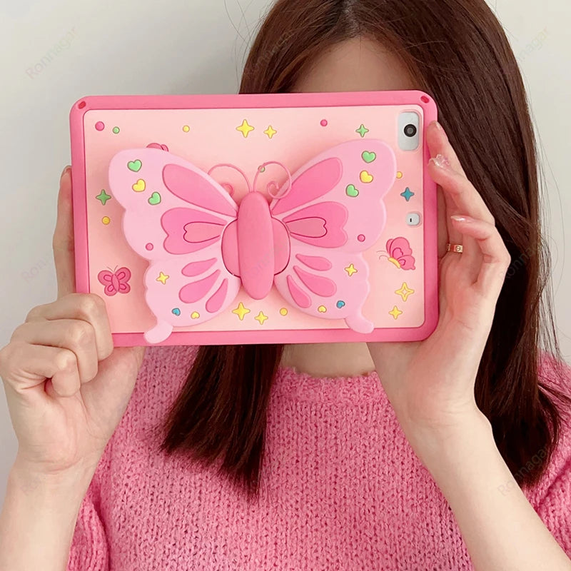 Ronnagar 3D Butterfly Silicone Kids iPad Case – Multi-Model Silicone Tablet Case Vue