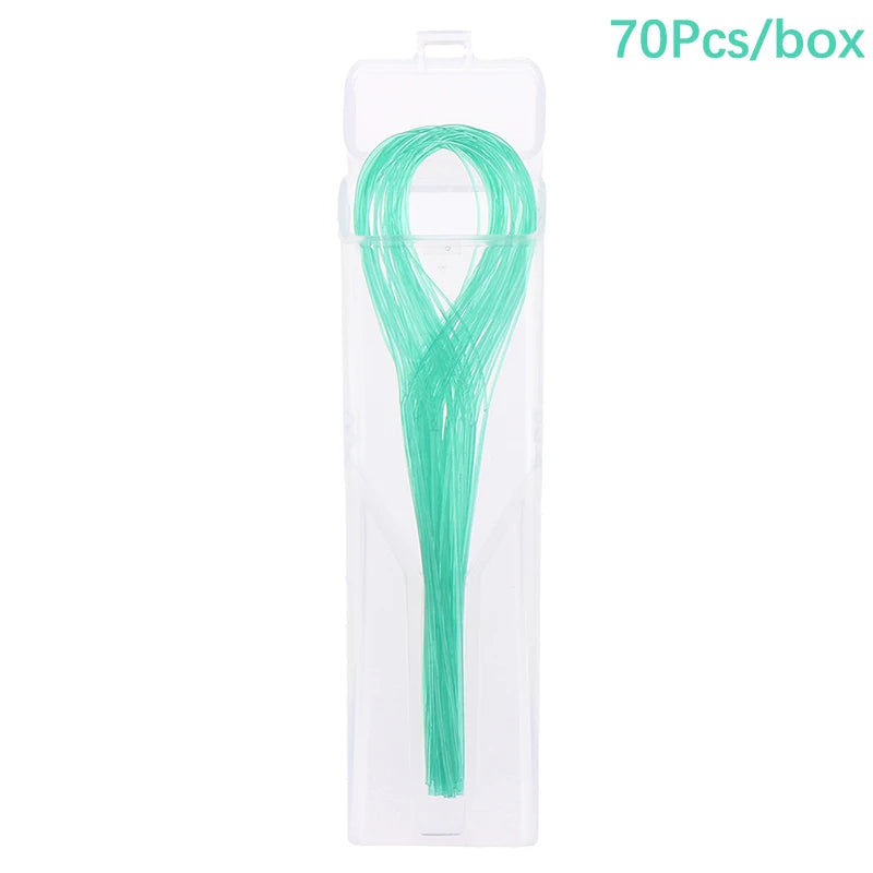 70Pcs/Box Dental Floss Threader Dental Traction Line 0.5mm Crown Brace Bridge Implant Hoop Threading Braces Traction Tool Vue Green