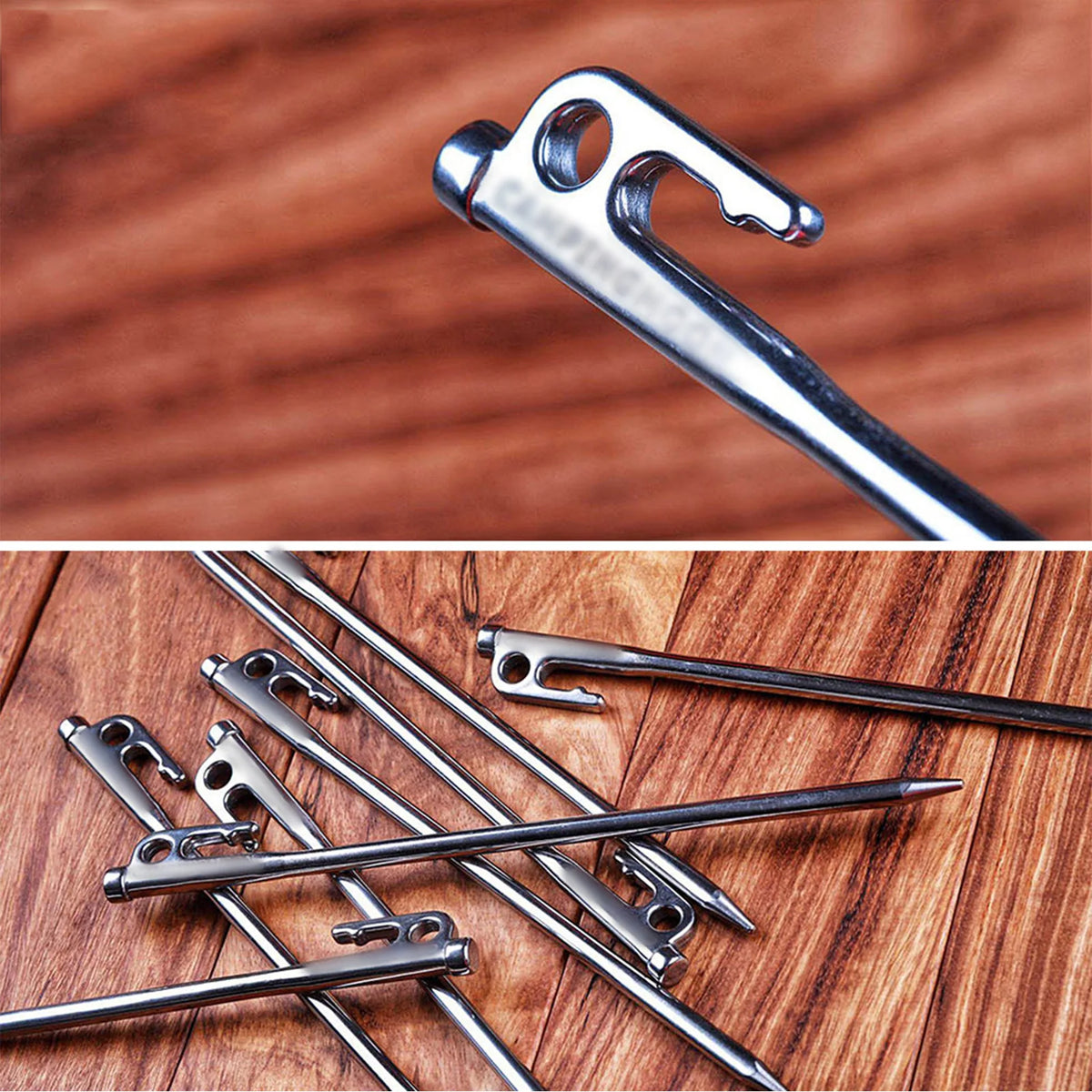 Tent Stakes Heavy Duty Steel Tent Stakes Pegs with Hook and Hole Design for Outdoor Backpacking Camping Tent Canopy Vue