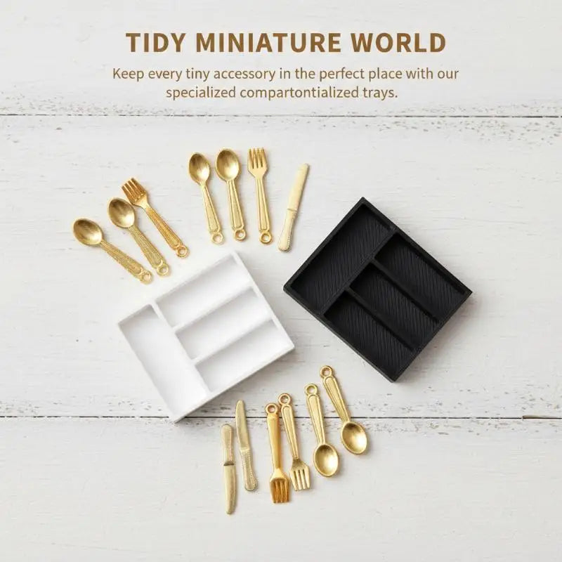 5Pcs 1/12 Dollhouse Tableware Sundries Storage Tray Table Drawer Storage Case Dressing Desk Jewelry Stationery Organizer Vue