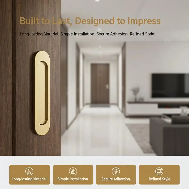 Aluminum Alloy Self Adhesive Sliding Door Handle Punch Free No Drill Needed for Kitchen Window Door Modern Look Vue