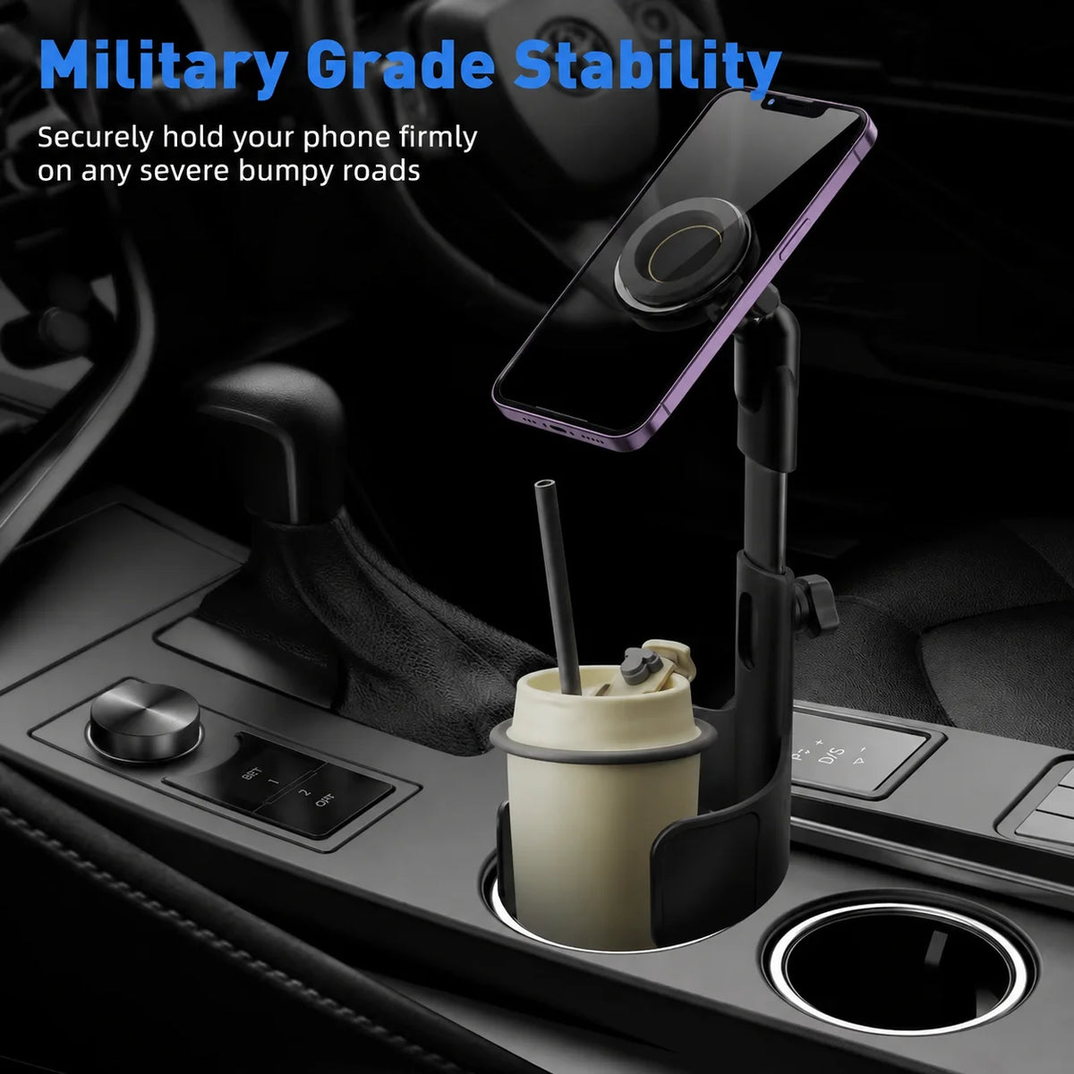 Car Cup Stand Magnetic Phone Holder Universal 2 in 1 Multifunction Extendable 360° Rotation Adjustable Auto Smartphone Bracket Vue