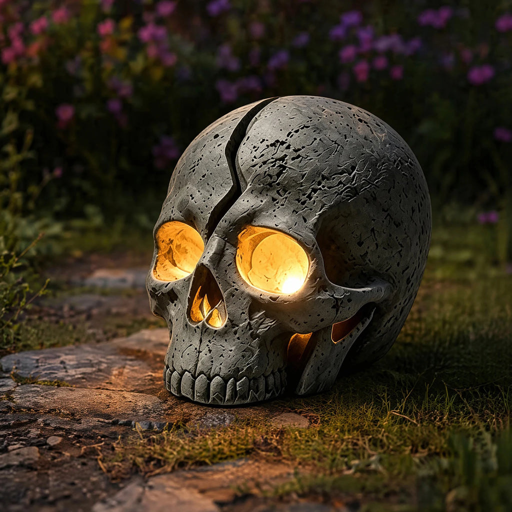 Solar Cracked Skull Garden Light | Gothic Halloween LED Lamp Solar Garden Light Vue China Mainland