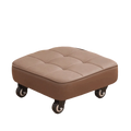 Kids Play Upholstered Swivel Caster Stool Rounded Edges Square Shape Rolling Stool Stitched 360° Foot Stool Entryway Lazy Rest Vue Brown