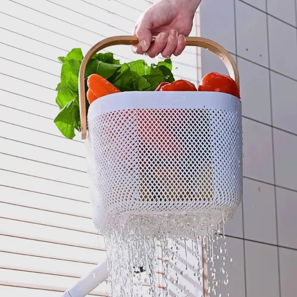 Plastic Home Storage Basket Large Capacity Mesh Fruit and Vegetable Drainage Basket Multifunctional Handle Towel Storage Basket Vue