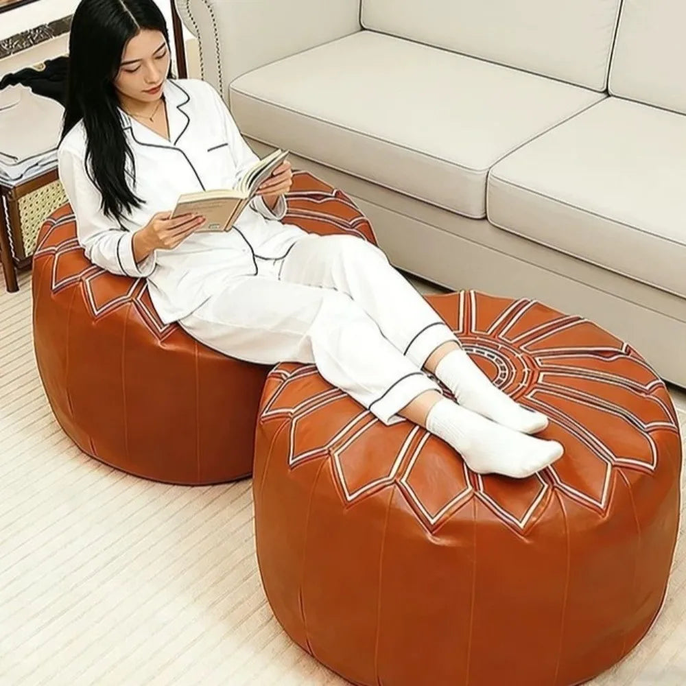 Round Seat Cushion Cover Large Capacity Waterproof Sofa Stool Cover Embroidery Unstuffed Storage Leg Bench Living Room Use Vue