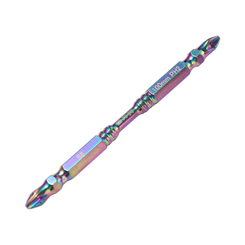 6/8PCS S6 Colorful Titanium Magnetic Batch Head High Hardness Non-slip Cross Screwdriver Bits Precision Impact Vue