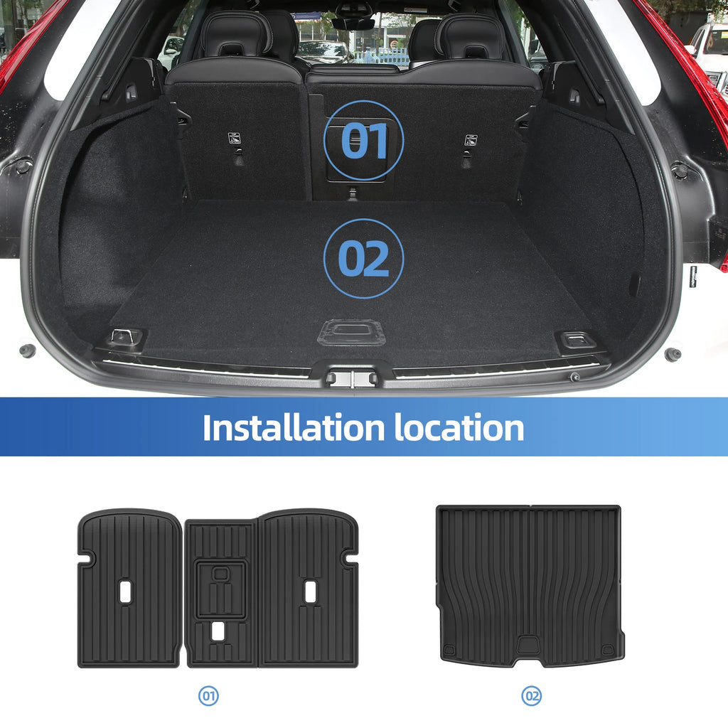 Smabee Left Drive for Volvo XC60 2018-2024 Fuel TPE Car All- Weather Floor Mats Trunk Pad Foot Liner Cargo Accessories Black Vue