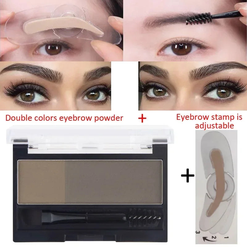 Double Color Eyebrow Powder Professional Makeup Palette Eyebrow Stamp Eye Brow Enhancers Eye Brows Shadow Make Up Brow Powder Vue