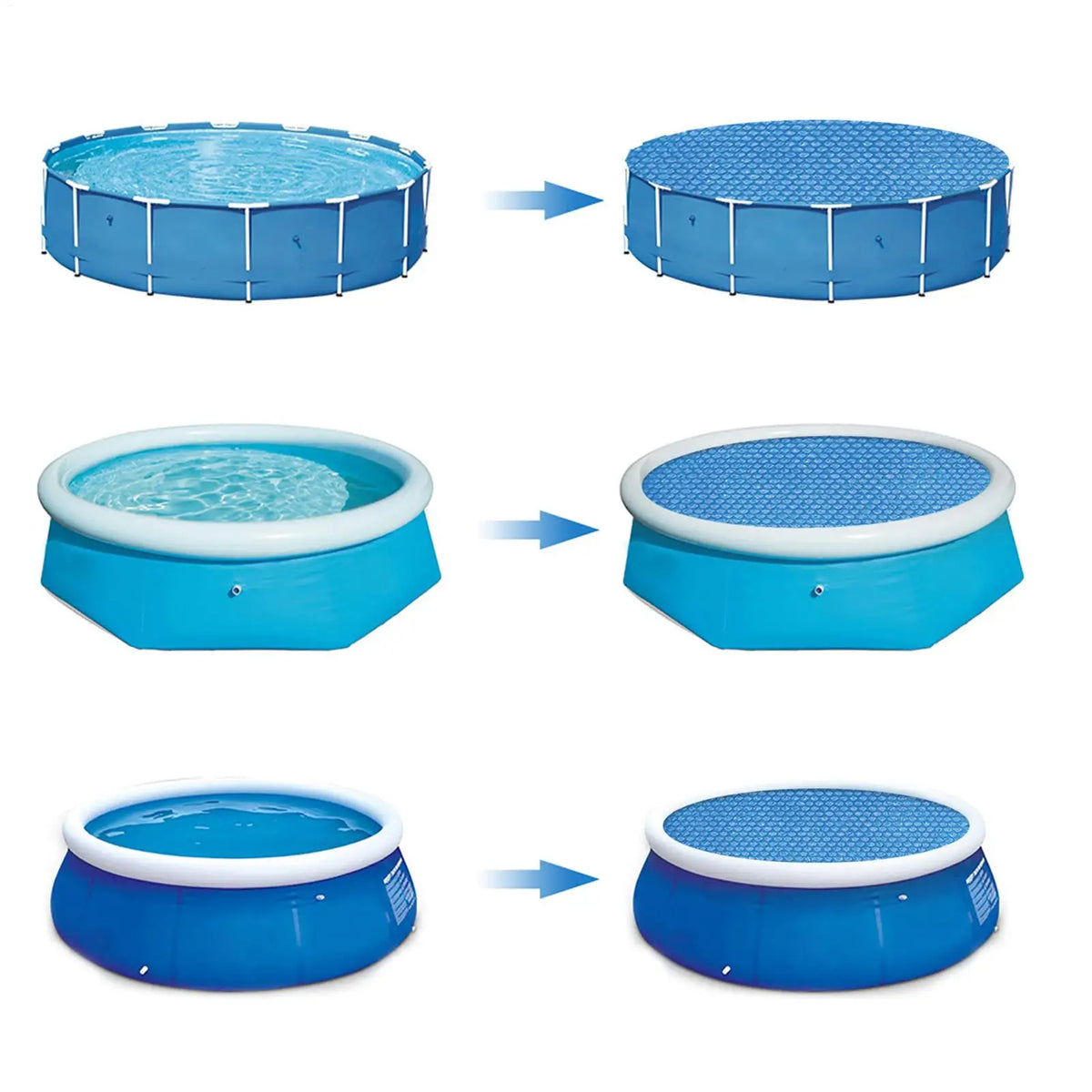 180cm/240cm/300cm Pool Cover Round Tub Bubble Blocking Outdoor Pool Cover for Deck Home Backyard Garden Spa Camping Tub Patio Vue