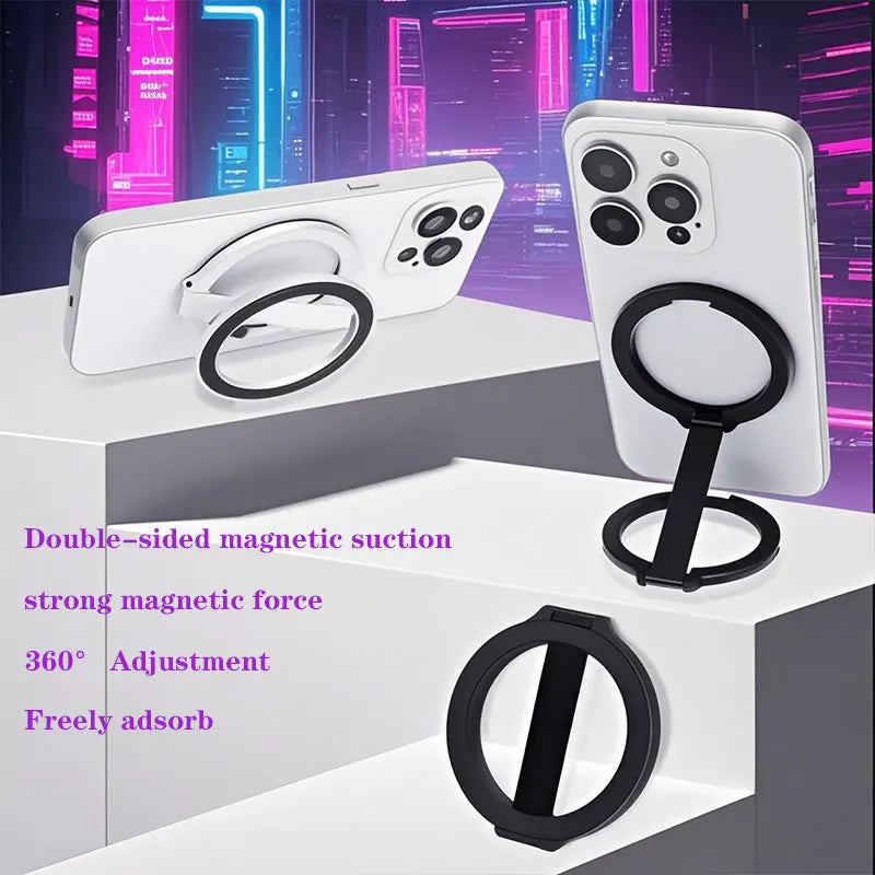 Mobile Phone Strong Magnetic Holder for Magsafe Double-sided Magnet Stand Portable Folding Ring Bracket for Xiaomi iPhone 14 15 Vue