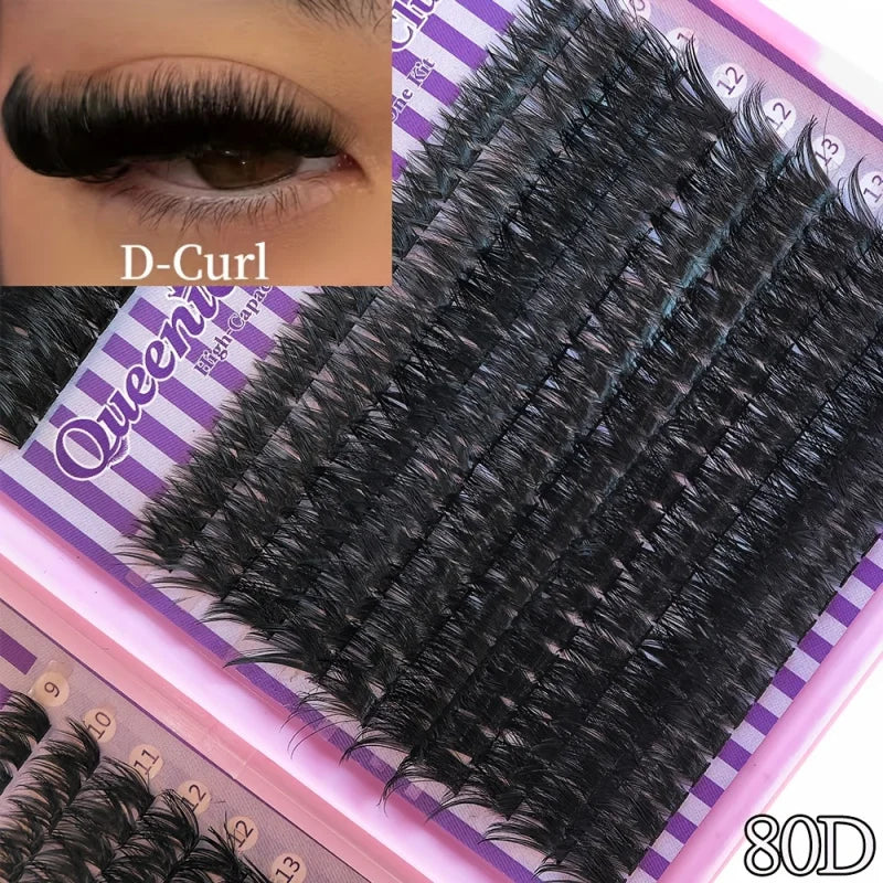 800 Clusters False Eyelashes 9-16mm Mixed Lengths, D Curl, Fluffy & Dense Eyelash Clusters, Reusable Eyelash Extensions Natural Vue