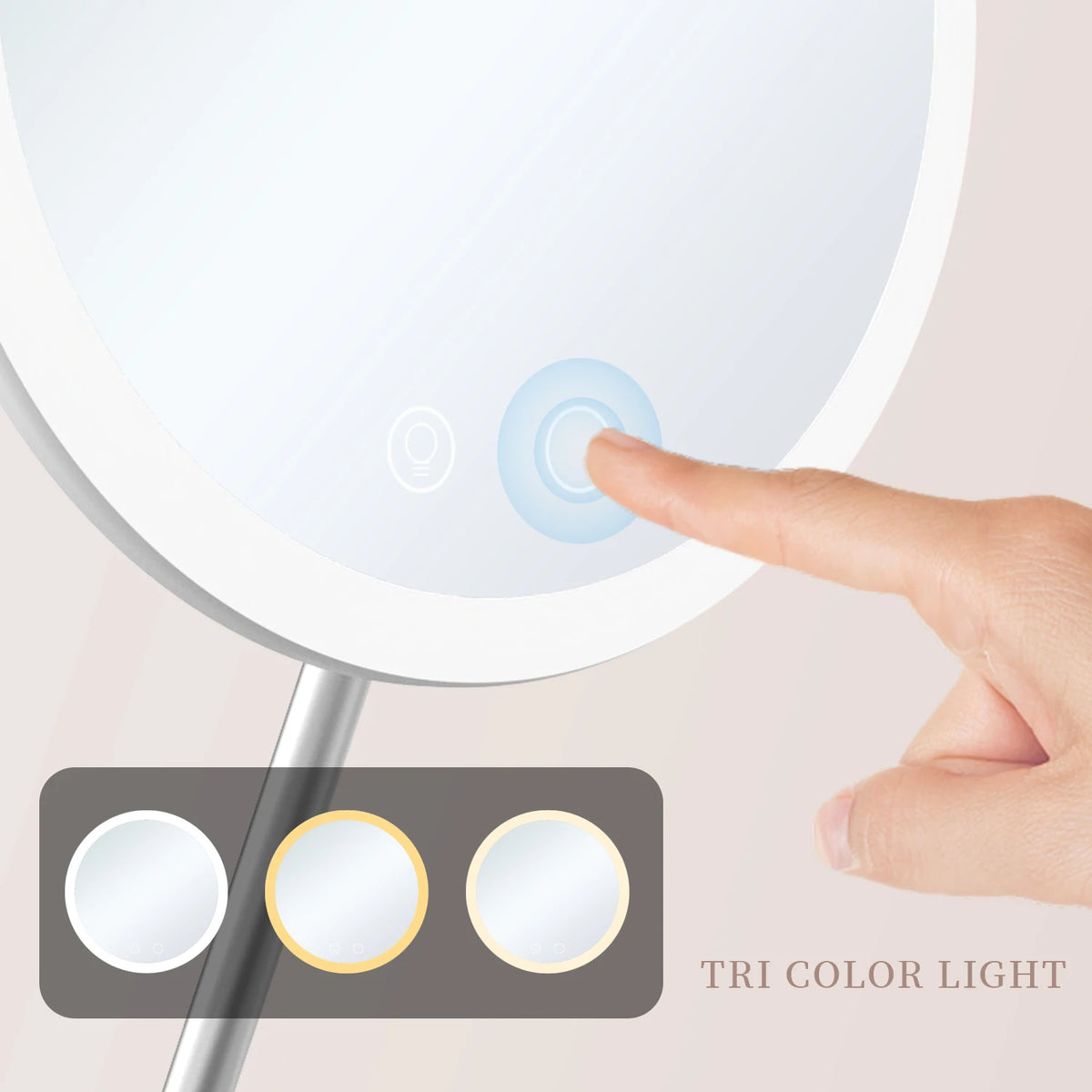 LED Makeup Mirror 3 Color Light Adjustment Light Up at a Touch Ultra Long Endurance Folding portable travel makeup mirror Vue