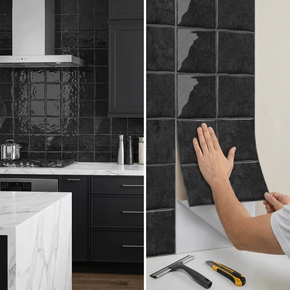 Waterproof 3D Tile Stickers Marble Vein Flexible Self-adhesive wallpaper Lightweight Self-Adhesive Backing Vue