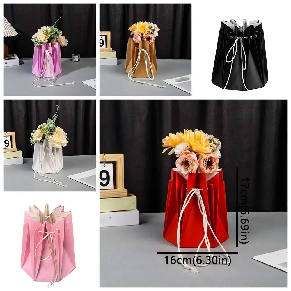 10Pcs Portable Romantic Flower Packaging Box Paper Hand-folded Rose Bouquet Bags Insertion Flower Flower Gift Box DIY Wedding Vue