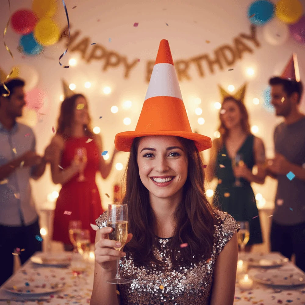Funny Foldable Traffic Cone Hat All Age Masquerade Stage Hat Role Play Dress Up Party Headgear Show Party Vue
