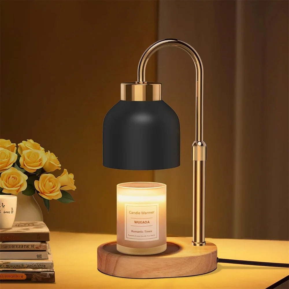 Candle Warmer Lamp with Timer and Dimmer Height and Brightness Adjustable, Black Electric Wax Warmer for Best House Warming Gift Vue