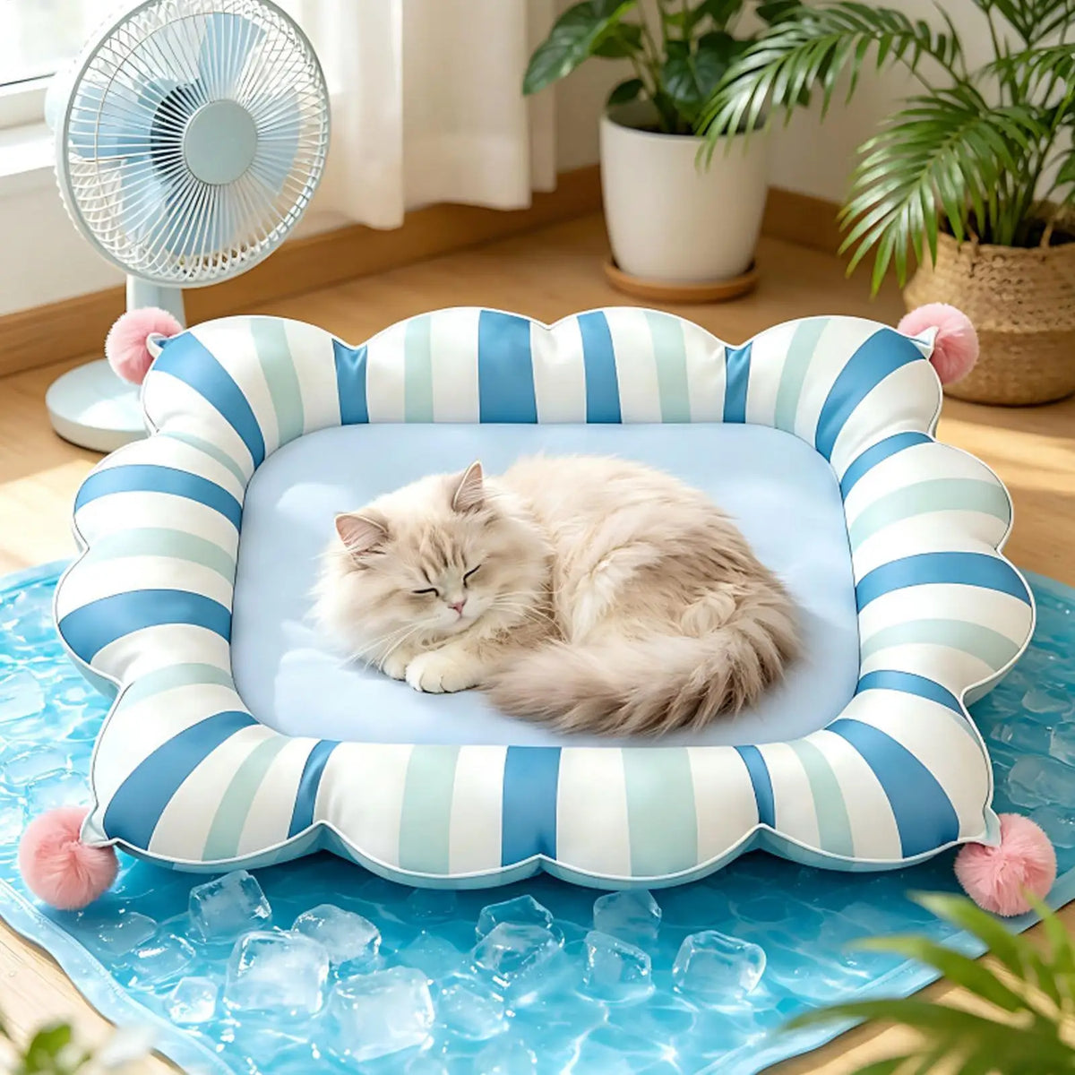 M/L Cute P attern Pet Cooling Mat, Summer Cool Sleeping Pad For Cat Dog, Portable Floor Bed For Home Camping Entryway, Non-Slip Vue