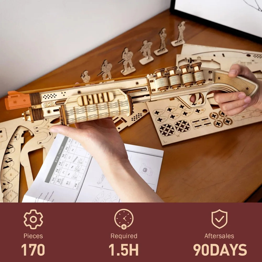 Shotgun Building Block Toy DIY Handmade Wooden Puzzle Assembly Model Educational Toys Simulation Model Vue