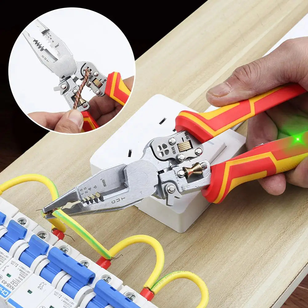 9 In 1 Smart Electricity Measurement Foldable Wire Stripper Multi-function Cutting Splitting Winding Wire Strippers Hand Tools Vue