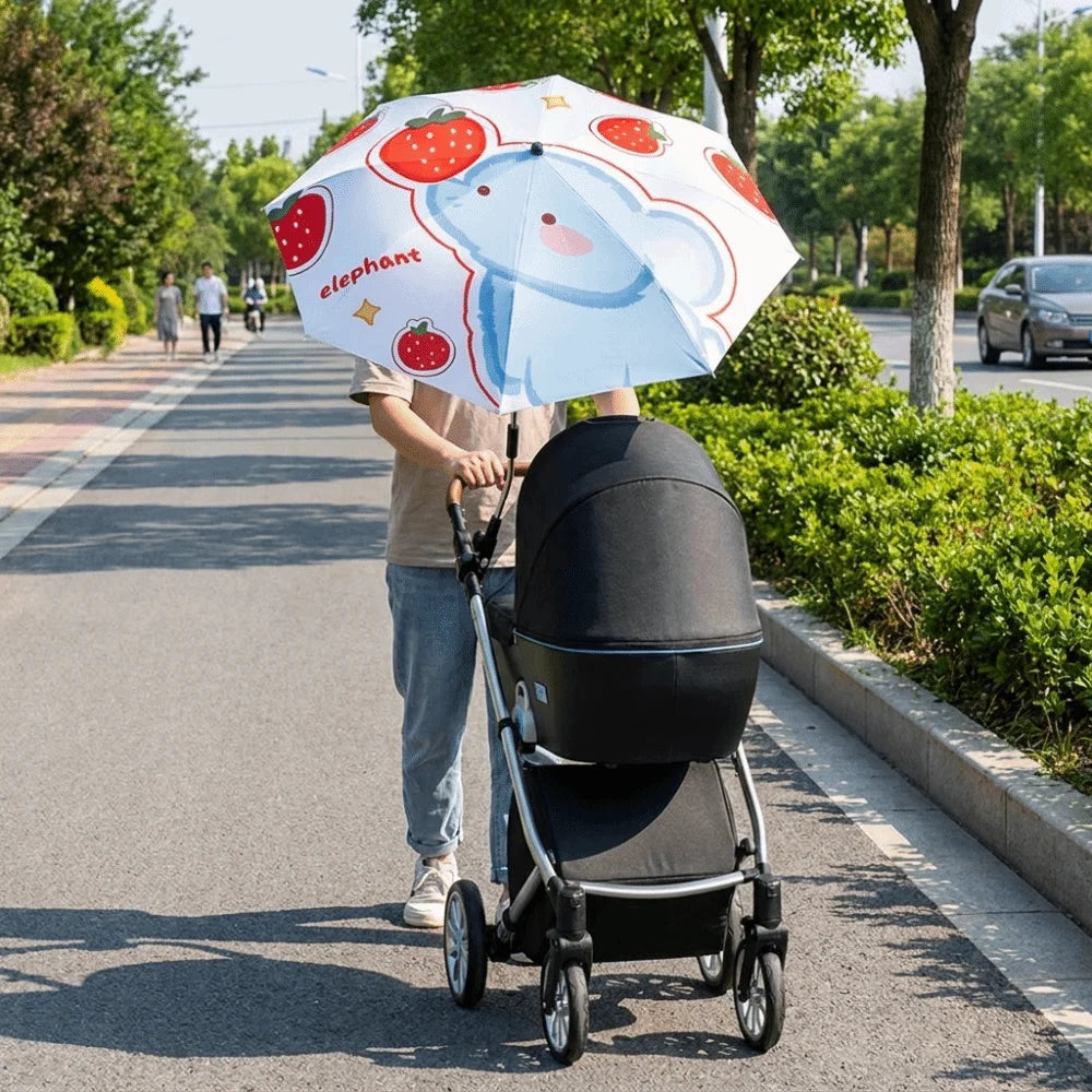 Adjustable Baby Stroller Umbrella UV Protection with Clamp Stroller Sunshade Rainproof 360 Degree Child's Car Umbrella Park Vue