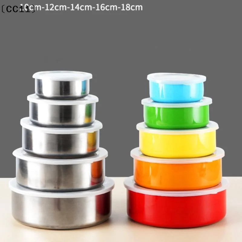 5Pcs Colorful Stainless Steel Mixing Bowls With Lids Stackable And Storage Deep Nesting Bowls Dishwasher Safe For Kitchen〔CC11〕 Vue