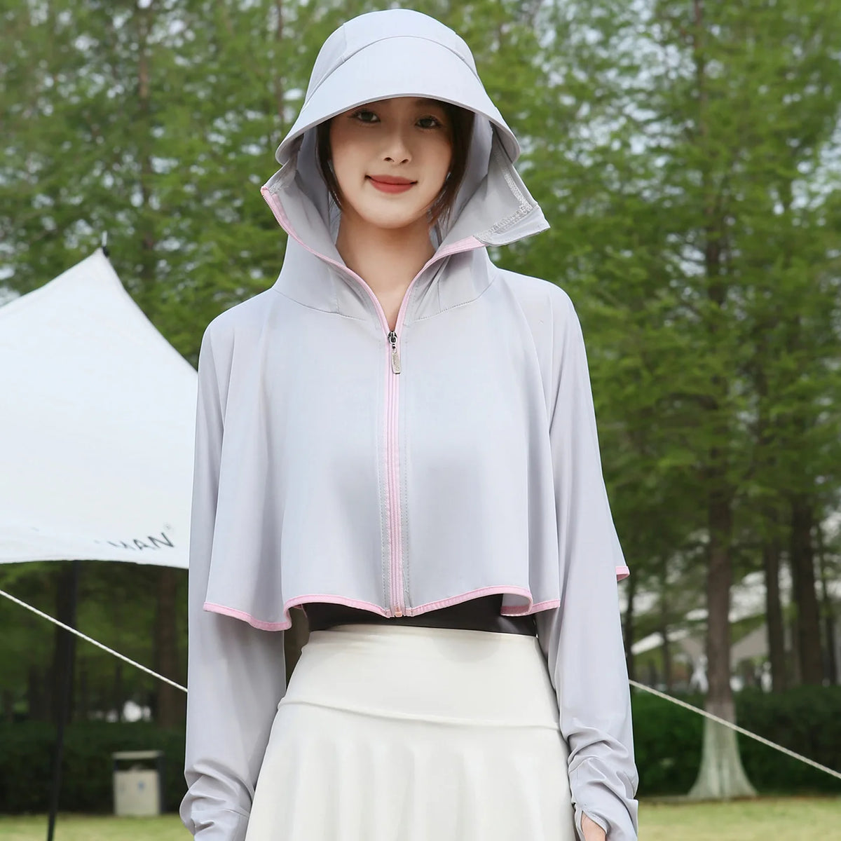 Ice Silk Hooded Sun Protection for Women Brim UV Blocking Breathable Cooling Outdoor Cycling Travel Casual Daily Cover Up Vue