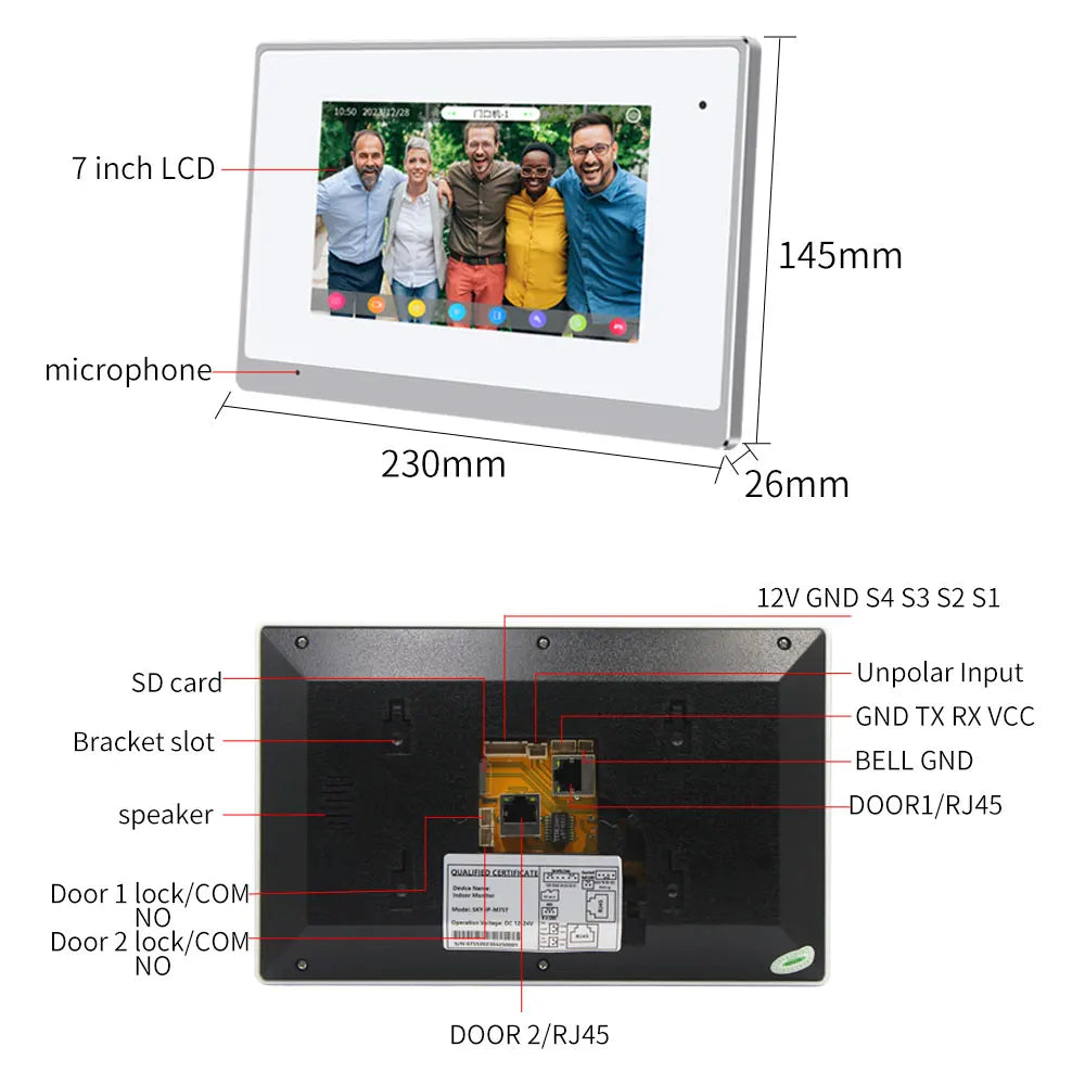 Tuya Wifi 7-Inch 1080P IP Video Doorbell Intercom System for Home Video Door Phone Poe Switch 65 Waterproof Door Bell App Unlock Vue