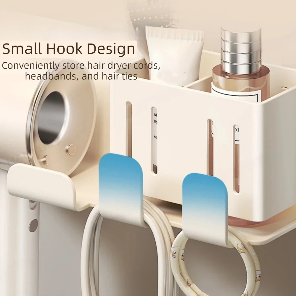 Carbon Steel Suction Cup Hair Dryer Holder No-Drill Wall Mounted Hair Dryer Storage Rack Removable Space Saving Vue