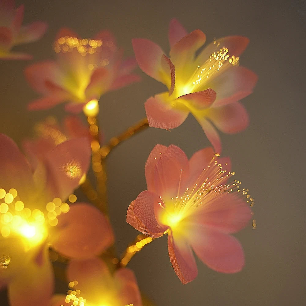 18LED Camellia Flower Golden Birch Tree LED Table Lamp,Battery Powered Night Light for Bedroom, Dining Table, Wedding Home Decor Vue