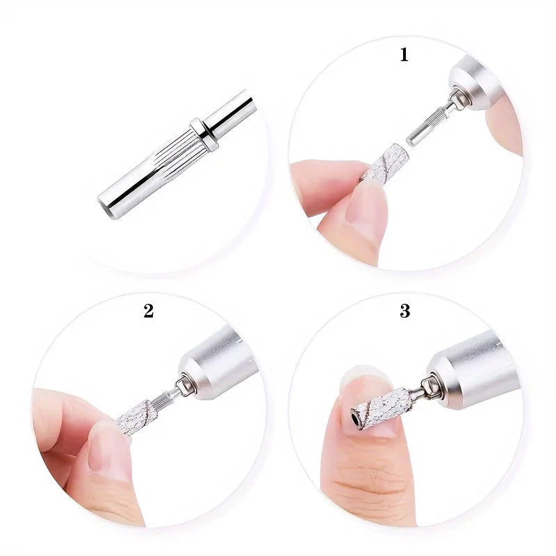 1PC 3MM Stainless Steel Mandrel Bit for Nails Manicure Sandpaper Ring Holder 3/32 Nail Drill Accessories Vue