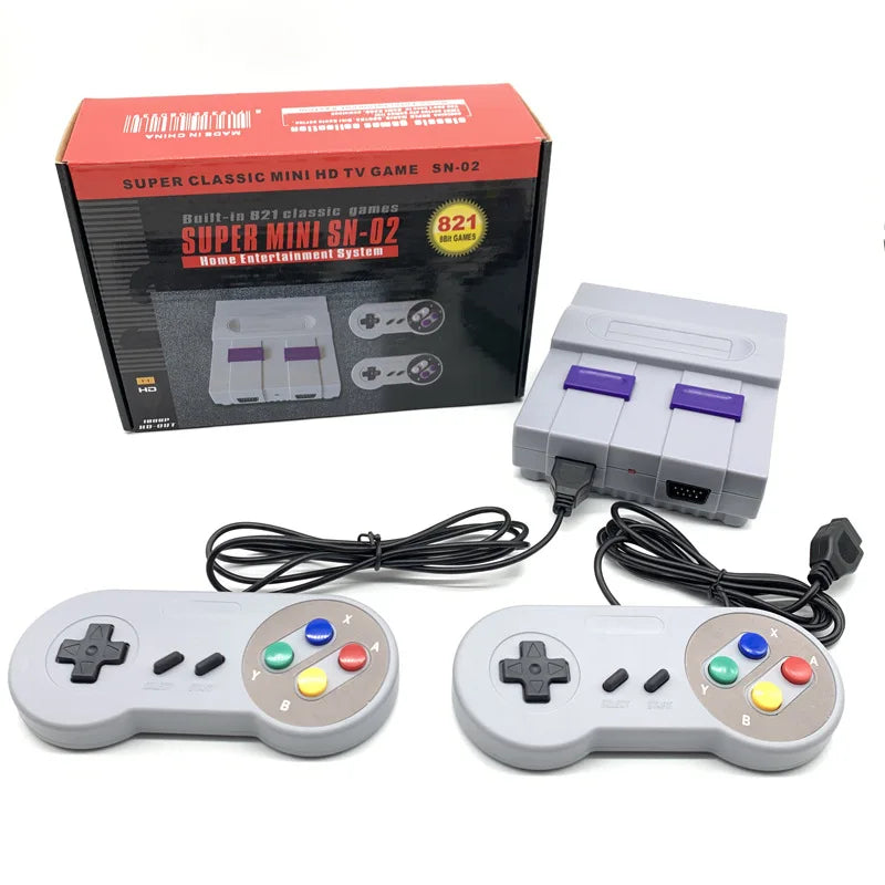 Retro Game For Snes 8 Bit Games Retro Mini TV Video Game Console With 821 Built-in Games For Snes Two Gamepads AV Out Vue SN-821 US plug