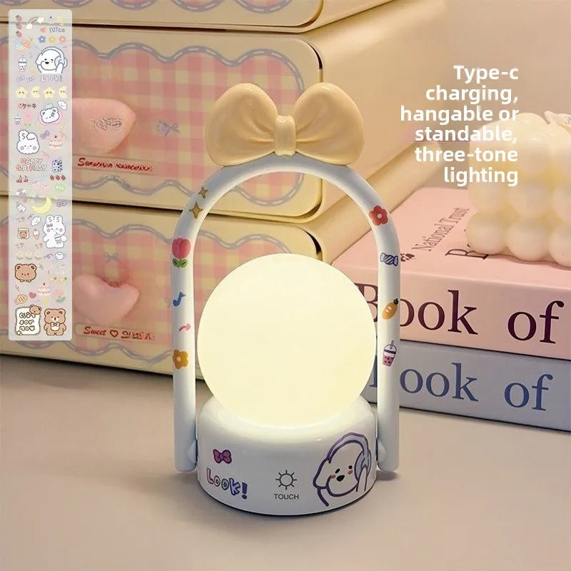Lovely Wall Hanging Night Light 3 Color Dimmable Ambient Lamp Eye Protection Sleep Light for Bedroom Dorm Decor Vue blue