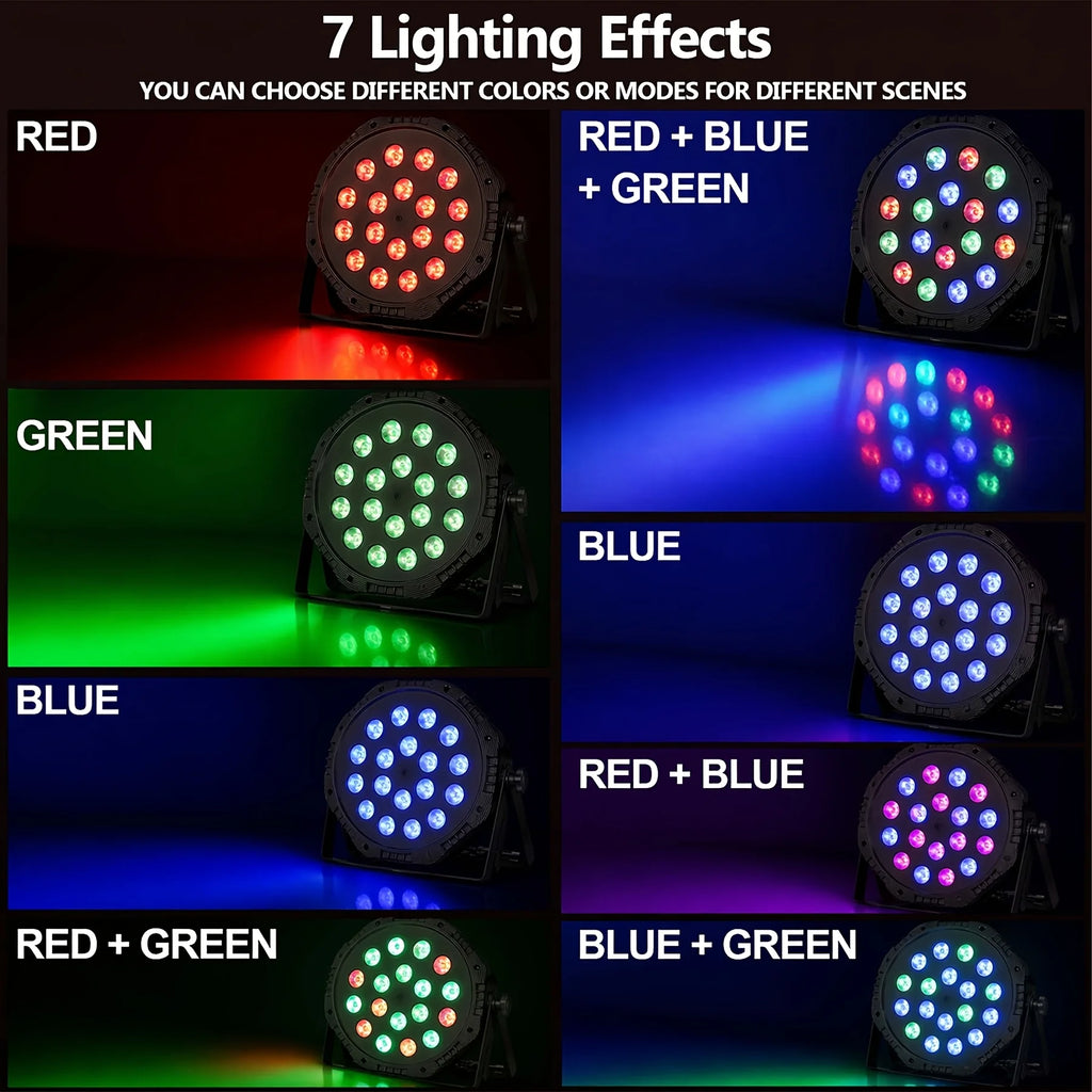 1-4PCS 18LED RGB USB Stage Par Lamp Sound Activated Remote DMX512 Control 7+ Light Modes For Party Club Disco KTV Stage Lighting Vue
