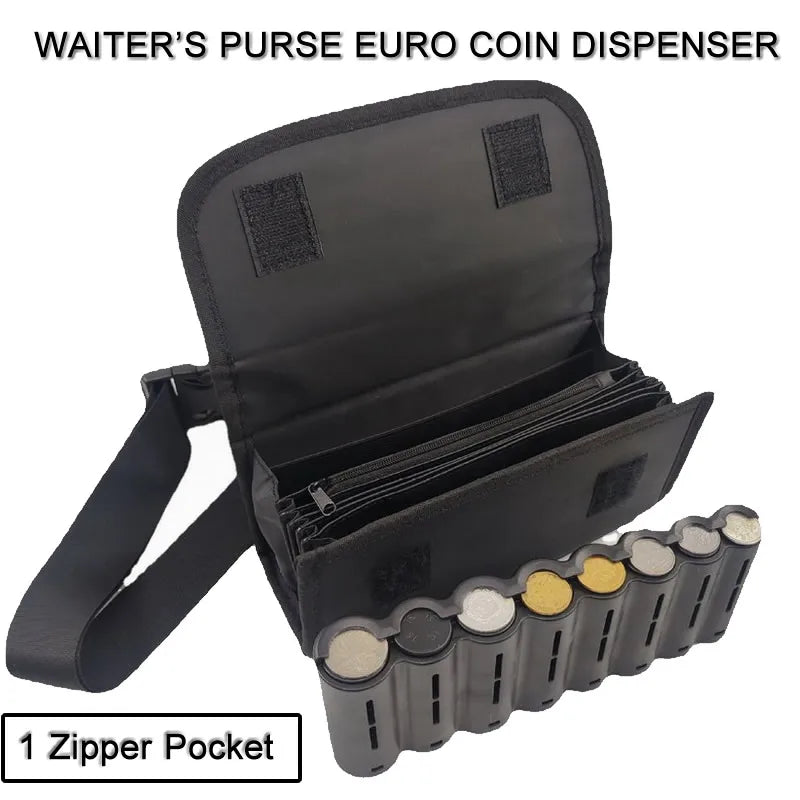 Multi Pocket Driver Waiter's Purse Waist Wallet 8 Slots Euro Coin Dispenser Coin Holder Sorter Collector Fanny Pack Cash Receipt Vue