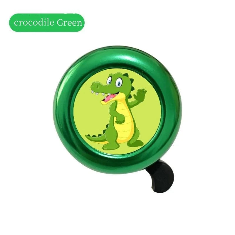 Cartoon Children's Bicycle Bell High Sound Creative Bike Balance Mountain Car Handlebar Horn Loud Stroller Decoration Accessory Vue green crocodile