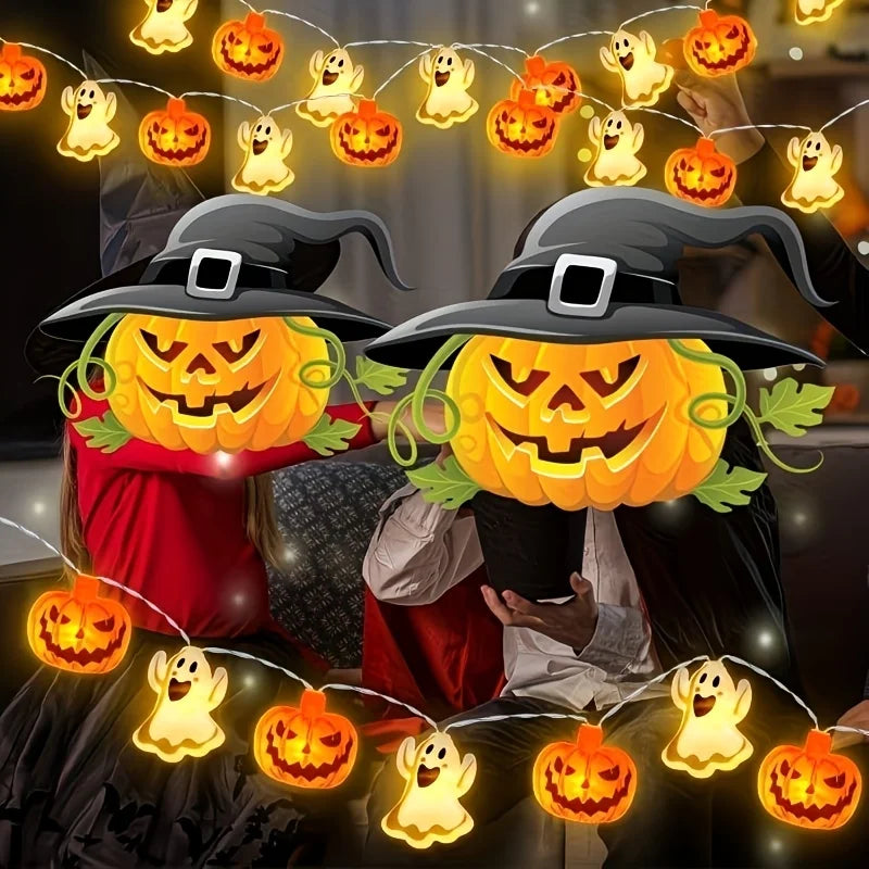 Halloween Mixed Cartoon Character LED String Lights, Pumpkin Ghost Skeleton Witch Spider Fairy Lights for Halloween Party Decor Vue