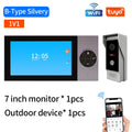 AHD8 4-WireTuya Wifi 1080P Video Intercom Video Door Phone 7'' Touch Monitor Video Doorbell Door Camera Security System IP Villa Vue ABE-AHD 1V1 silver
