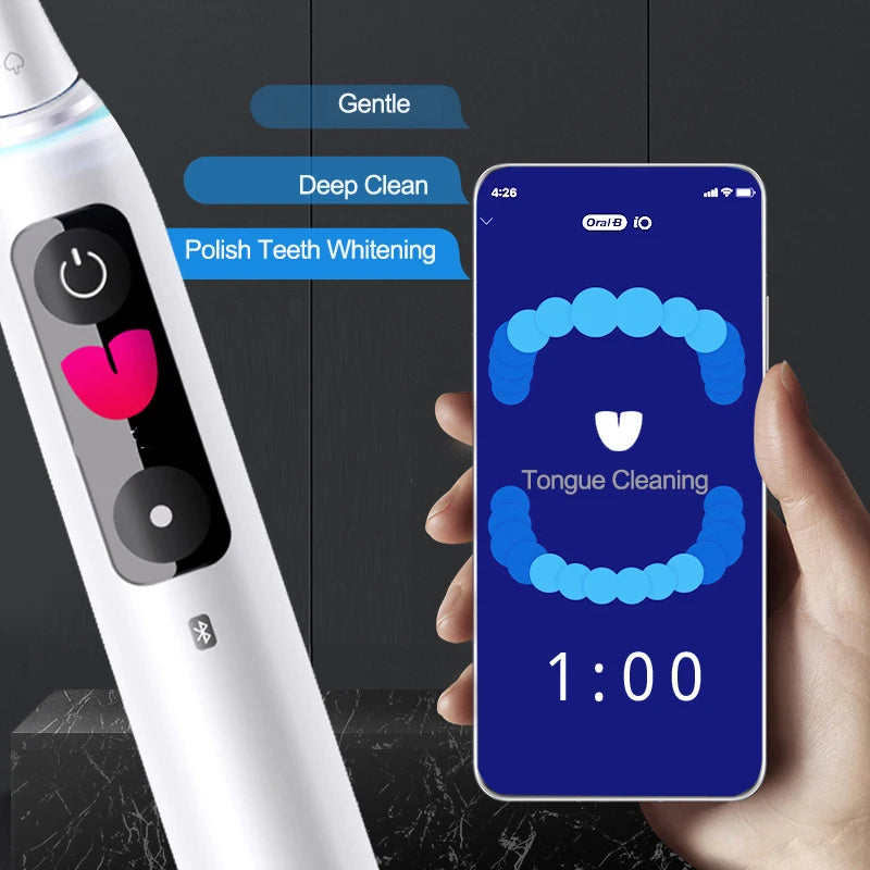 Oral B IO 9 Smart Electric Toothbrush with Extra Brush Heads and Dental Plaque Detector Lamp Instant Display Tooth Calculus Vue