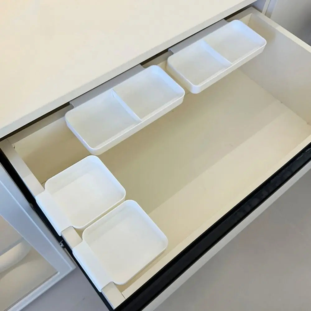 4PCS Plastic Hanging Storage Box Wall Mounted with Dividers Cosmetics Storage Box Space Saving Stationery Storage Box Vue