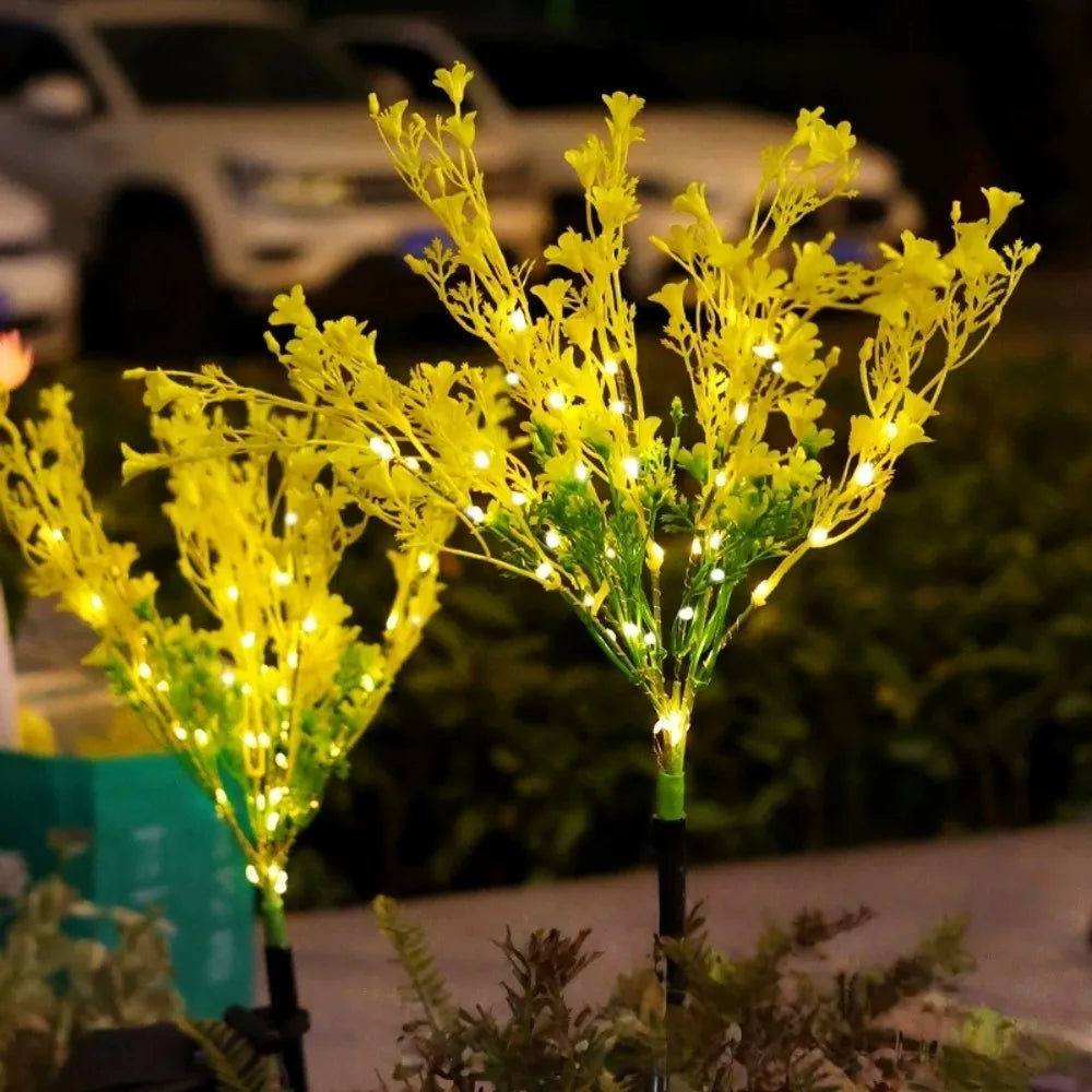 1PC Solar Powered Rapeseed Flower Garden Stake Lights Waterproof LED Pathway Lights for Outdoor Patio Yard Landscape Decor Vue