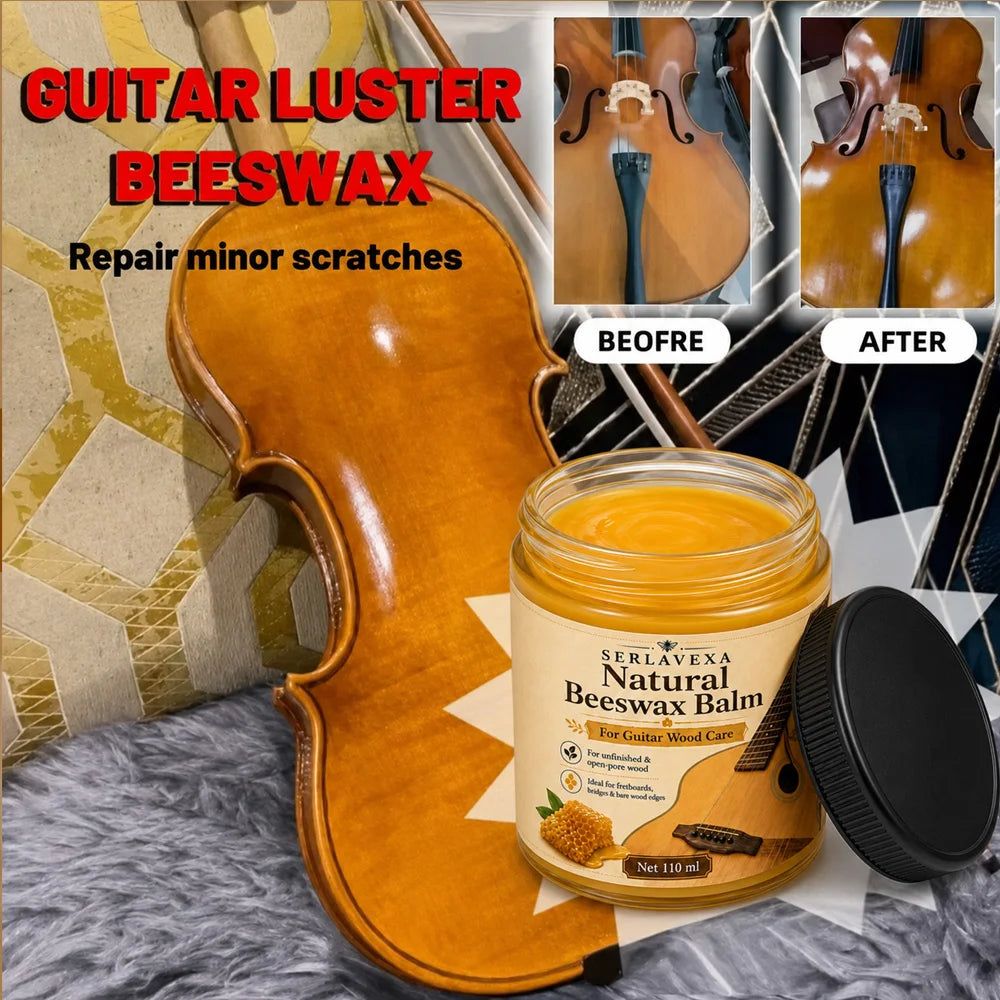 SERLAVEXA Acoustic Guitar Wood Care Natural Beeswax Polish Bridge Fretboard Restorer Instrument Maintenance Kit Accessories Vue
