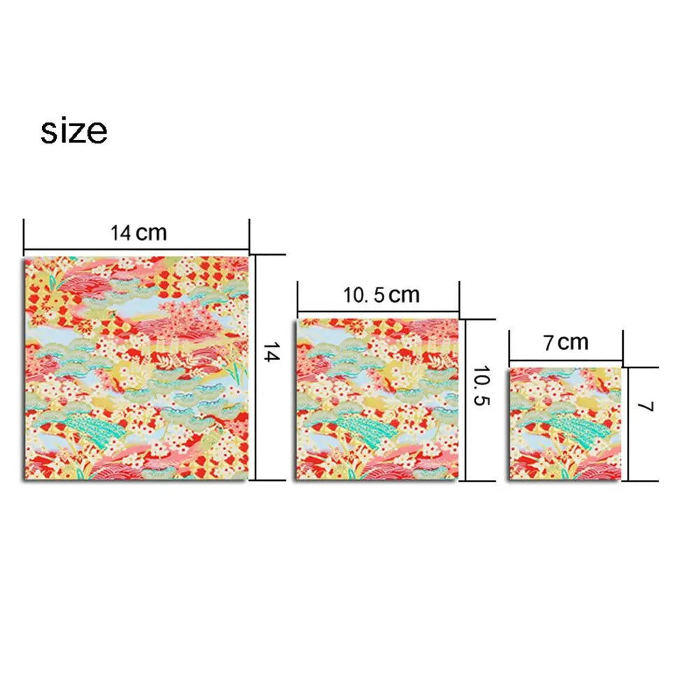 Japanese Style Gold Lines Flower Folding DIY Crane Origami Scrapbook Decor Handmade Craft Paper Vue