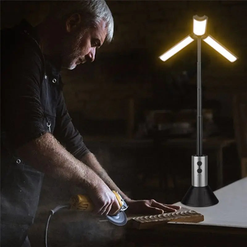 ABKW-Camping Light Multi-Functional Rechargeable Telescopic Lantern Flashlight 2 In 1 Outdoor Emergency Work Light Vue