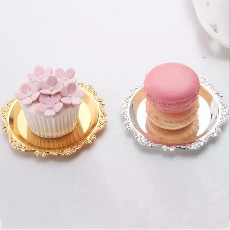 Silver Golden Iron Tray Glossy Plate Decoration Ornaments Buffet
