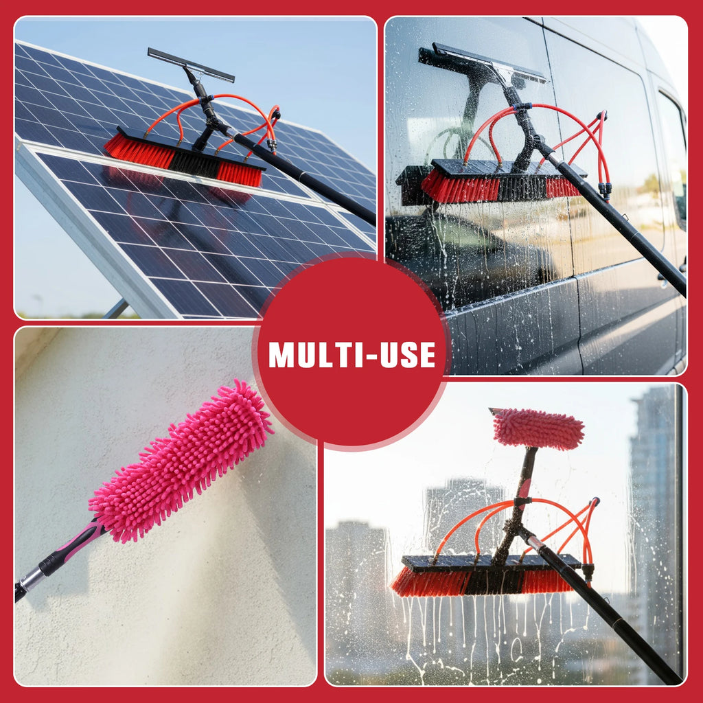 Solar Panel Cleaner Kit – 20m Hose & 180° Rotating Brush Solar Panel Cleaning Kit Vue