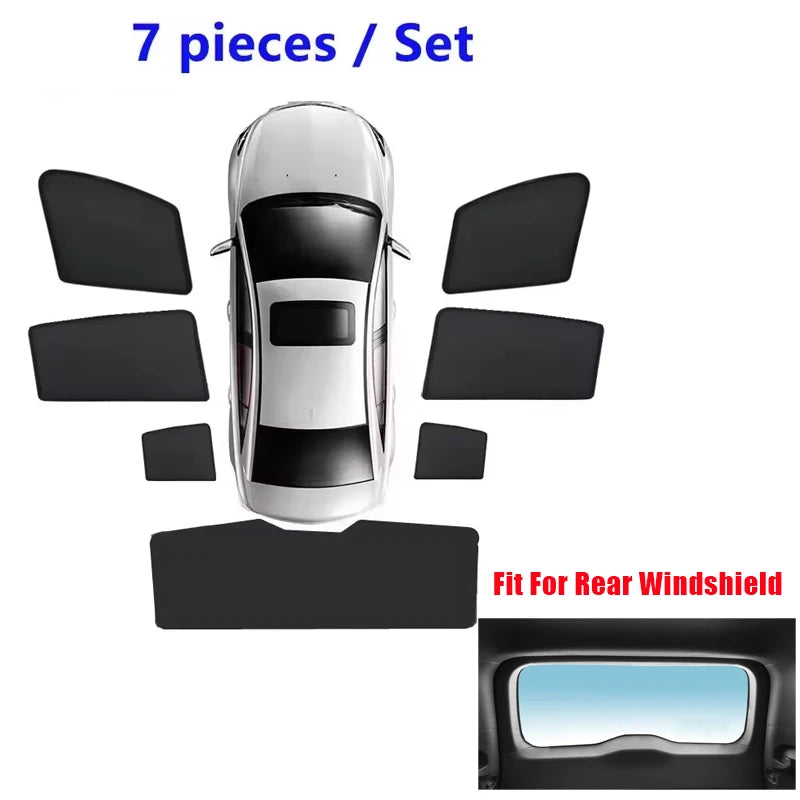 Car Mesh Sunshade For Toyota Land Cruiser Prado J250 MK5 2023 2024 2025 Window Magnetic Visor Sun Shade Curtain Part Accessories Vue 7pcs Sunshades
