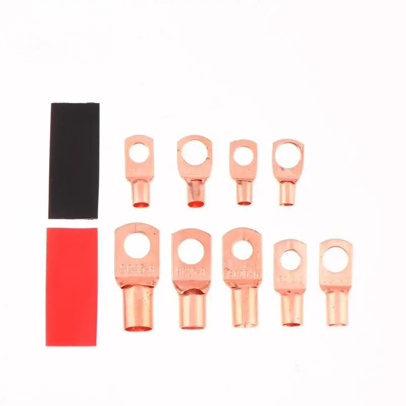 60/100/130PCS AWG 4 6 8 10 12 Ring Lug Kit With Shrink Tubing 50 Battery Cable Lugs With Shrink Copper Terminal Connectors Vue