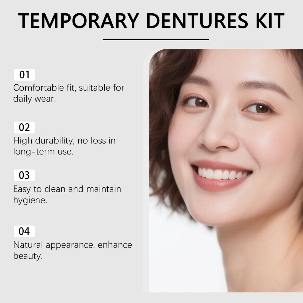 Adjustable Snap-On Dentures Comfortable Reusable Fake Teeth Natural Perfect Fit Cosmetic Veneers for Upper & Lower Teeth Vue